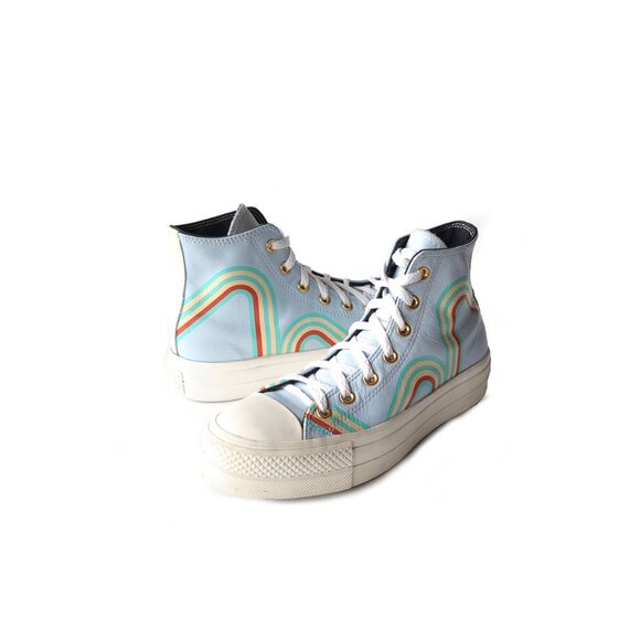 Converse Chuck Taylor All Star Hi Rainbow You Blue Leather Sneaker Size 8 - Picture 2 of 12